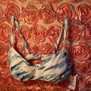 Blue and white tie dye Bikini swim top